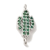 Rack Plating Brass Micro Pave Green Cubic Zirconia Cactus Connector Links KK-U027-01P-1