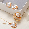 Brass Micro Pave Clear Cubic Zirconia Pendant Necklaces & Stud Earrings & Rings Sets WG2C5C9-03-1