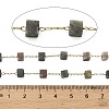 Handmade 304 Stainless Steel Indian Agate Beads Cube Link Chains CHS-B011-02G-02-3