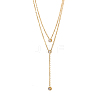 304 Stainless Steel Double Layer Y Drop Necklace STAS-OY009-43G-1