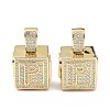 Alphabet Brass Micro Pave Clear Cubic Zirconia Pendants ZIRC-O045-01G-P-2