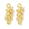 Rack Plating Brass Clear Cubic Zirconia Vortex Connector Charms KK-L224-069G-1