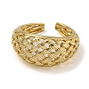 Grid Hollow Brass Open Cuff Rings for Women RJEW-Z050-11G-2