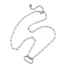 304 Stainless Steel Oval Screw Carabiner Lock Pendant Textured Paperclip Chain Necklaces NJEW-JN06576-01-3