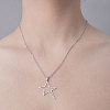 201 Stainless Steel Hollow Star Pendant Necklace NJEW-OY001-47-2