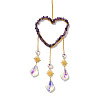 Heart Natural Amethyst Chips Hanging Ornaments HJEW-G024-01D-2