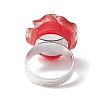 Glitter Powder Rose Resin Finger Rings RJEW-JR00731-02-5