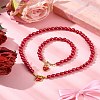 2Pcs 2 Styles ABS Plastic Imitation Pearl Necklaces & Bracelets Sets for Women SJEW-FS00006-8