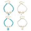 304 Stainless Steel & Synthetic Turquoise Charm Bracelets BJEW-JB14065-4