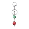 Dyed Natural Wood Round Beaded Keychain KEYC-JKC00931-4