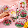 DIY Flamingo Theme Diamond Painting Acrylic Cup Mat Kits DIY-TAC0023-29-19