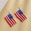 Colorful Glass Beaded Dangle Earrings for Independence Day PW-WG77727-03-1