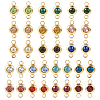 34Pcs 17 Colors 304 Stainless Steel Rhinestone Connector Charms STAS-TA0002-24-3