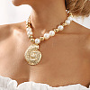 Shell Shape Alloy Pendant Plastic Imitation Pearl & CCB Plastic Round Beaded Necklaces for Women FS-WG1A62A-01-3