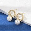 Flat Round Brass Micro Pave Clear Cubic Zirconia Stud Earrings EJEW-H154-02G-1