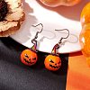 Halloween Theme Alloy Wood Pumpkin Dangle Earrings EJEW-JE05850-02-2