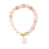 Natural Peach Blossom Pink Persian Jade & Natural Cultured Freshwater Pearl Beads Stretch Bracelets for Women BJEW-JB14193-3