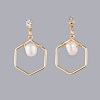 Natural Pearl Dangle Earrings EJEW-JE03524-2