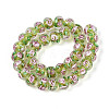 Handmade Lampwork Inner Flower Rondelle Beads Strands LAMP-T022-24H-2