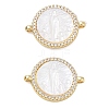 Rack Plating Brass Micro Pave Clear Cubic Zirconia Connector Charms CU-CBA01AA-23G-1