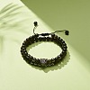 2Pcs 2 Style Natural Obsidian & Synthetic Hematite Braided Bead Bracelets Set with Cubic Zirconia Leopard BJEW-JB08119-02-2