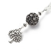 Natural White Moonstone & Alloy Rhinestone Round Beaded Pendant Decorations HJEW-JM00806-3