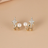 Brass Star Stud Earrings with Shell Pearl SG5479-5