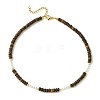 Natural Shell & Pearl & Coconut Disc Beaded Necklaces NJEW-JN04526-4