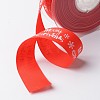 Merry Christmas with Snowflake Polyester Grosgrain Ribbon for Christmas SRIB-K002-25mm-G01-2