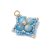 Natural & Synthetic Mixed Gemstone & Glass Seed Beaded Star Pendants PALLOY-MZ00691-4