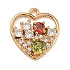 Brass Micro Pave Clear Cubic Zirconia Pendants ZIRC-U003-01G-02-1