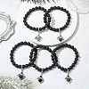 Natural Lava Rock & Gemstone Stretch Bracelet with Alloy Fairy Charms BJEW-JB08730-5