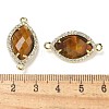 Natural Tiger Eye Faceted Horse Eye Connector Charms G-G181-07G-07-3