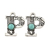 Synthetic Turquoise & Alloy Pendants PALLOY-H146-01AS-P-1