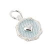 925 Sterling Silver Enamel Flat Round with Heart Charms with Jump Rings and 925 Stamp STER-D288-04S-02-2