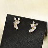 Brass Micro Pave Clear Cubic Zirconia Stud Earrings EJEW-R016-26G-16-2