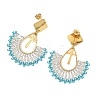 304 Stainless Steel with Glass Seed Beads Hoop Dangle Earrings EJEW-MZ00824-4
