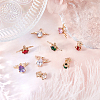 SUNNYCLUE 9Pcs 3 Styles 3 Colors Brass Glass Rhinestone Pendants GLAA-SC0001-38LG-4