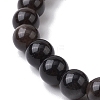 Natural Silver Obsidian Round Beaded Stretch Bracelets BJEW-JB11042-4