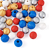 50Pcs 5 Styles Painted Natural Wood Beehive European Beads WOOD-FW0001-01-3