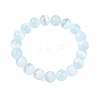 Round Natural Selenite Beaded Stretch Bracelets BJEW-L694-002B-01-2