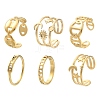 6Pcs 6 Style Star & Moon & Coffee Bean 304 Stainless Steel Finger Ring Sets for Women RJEW-TZ0001-01-1