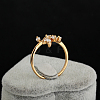 Real 18K Gold Plated Brass Olive Branch Cubic Zirconia Rings RJEW-EE0001-093G-E-6