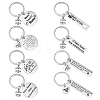   8Pcs 8 Style 304 Stainless Steel Lettering Keychains KEYC-PH0001-57-1