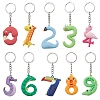 10Pcs 10 Styles Cartoon PVC Plastic Animal Pattern Number Pendant Keychain KEYC-JKC00703-1