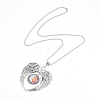 Zinc Tibetan Style Alloy Angel Wing Heart Pendant Necklaces NJEW-G328-B04-2