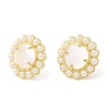 Natural Shell Flower Stud Earrings with Plastic Pearl Beaded EJEW-E599-04G-02-3
