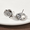 Rose Flower Brass Micro Pave Cubic Zirconia Stud Earrings EJEW-G452-08P-02-3