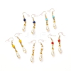 Teardrop Glass Pearl Beads Dangle Earrings with Glass Beads EJEW-JE04619-1