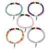 Chakra Round Natural Gemstone Stretch Bracelets BJEW-JB10985-1